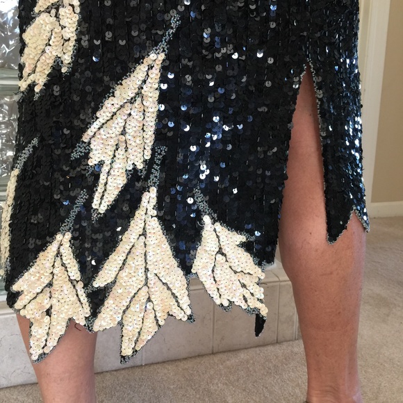 SHOMAX Silk and Sequined Formal Dress, Vintage - Picture 5 of 7